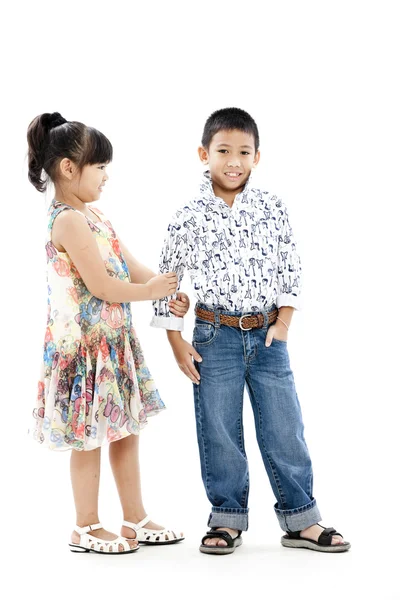 Азиатская девушка и мальчик — стоковое фото