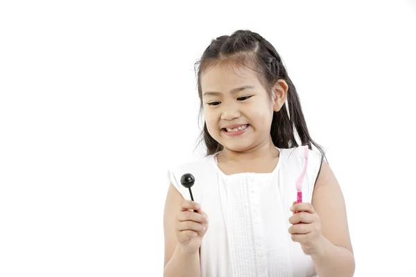 Carino ragazza asiatica e lecca-lecca — Foto Stock