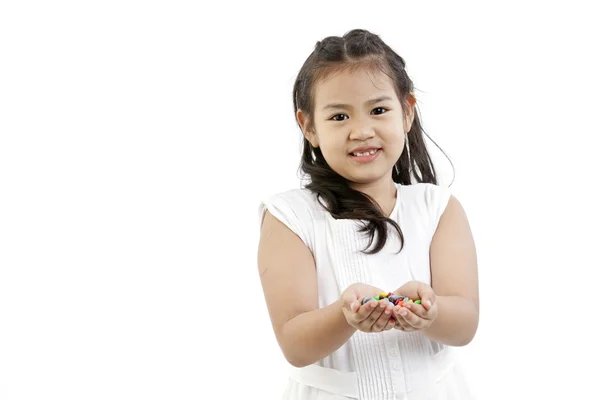 Şirin Asyalı kız ve şeker — Stok fotoğraf