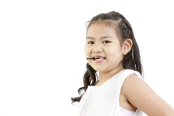 Bonito ásia menina e pirulito — Fotografia de Stock