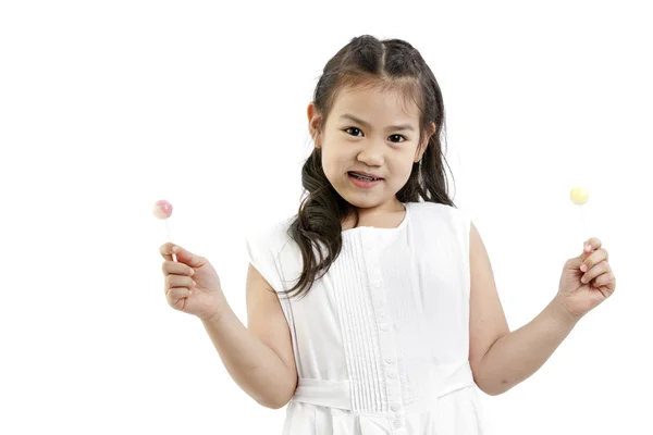 Menina bonita com pirulito — Fotografia de Stock