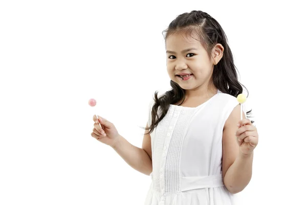 Menina bonita com pirulito — Fotografia de Stock