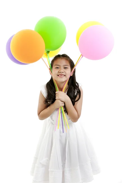 Isolated studio picture from a little girl with balloons — Stock Photo, Image