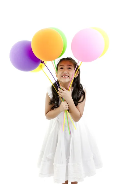 Balonlar ile küçük bir kızdan izole studio resim — Stok fotoğraf