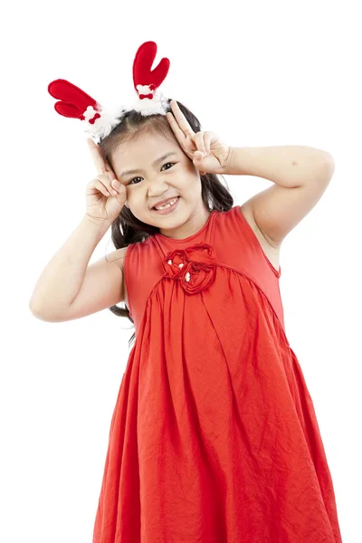 Noel Baba Giydir mutlu küçük kız portresi — Stok fotoğraf