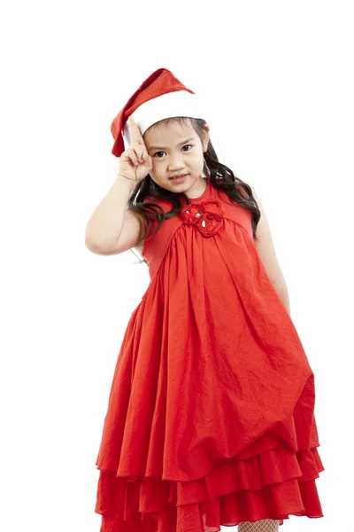 Noel Baba Giydir mutlu küçük kız portresi — Stok fotoğraf