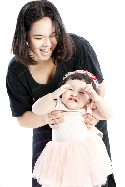 Annesi holding tatlı bebek kız — Stok fotoğraf