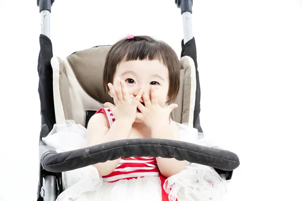 Bebê no carrinho sentado — Fotografia de Stock