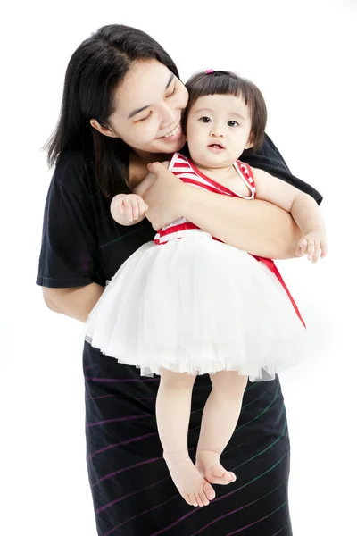 Mãe segurando doce bebê menina — Fotografia de Stock