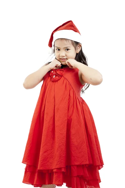 Portrait of happy little girl in Santa dress Stock Picture