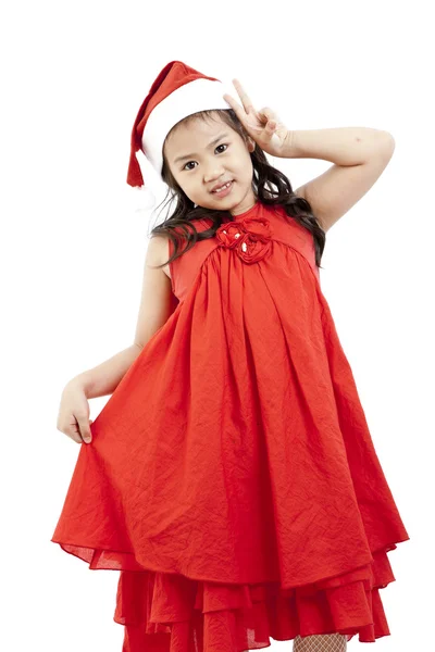 Portrait of happy little girl in Santa dress Stock Image