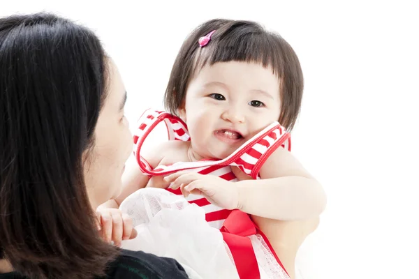 Moeder bedrijf zoete babymeisje — Stockfoto