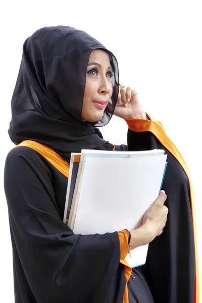 Női muszlim főiskolai hallgató — Stock Fotó