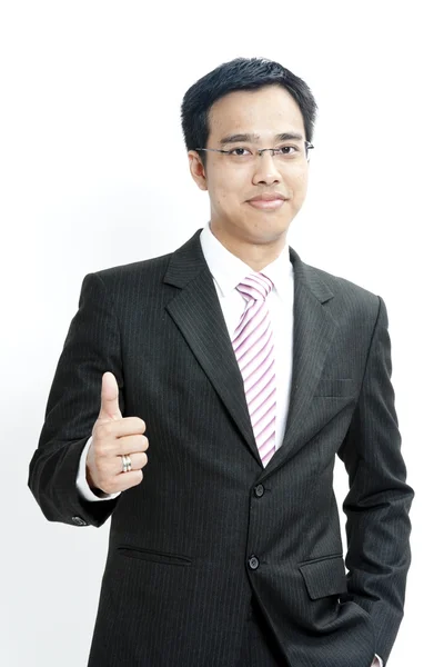 Handsome guy showing goodluck sign — Stock Photo, Image