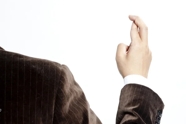Batıl inançlı - girişimci ile parmak çarpı işareti — Stok fotoğraf