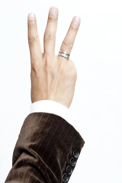 Hand three symbol isolated — Stock Photo, Image