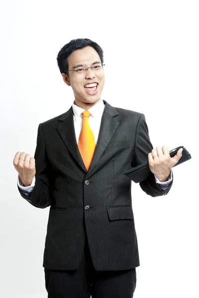 Retrato de un joven empresario enérgico disfrutando del éxito — Foto de Stock