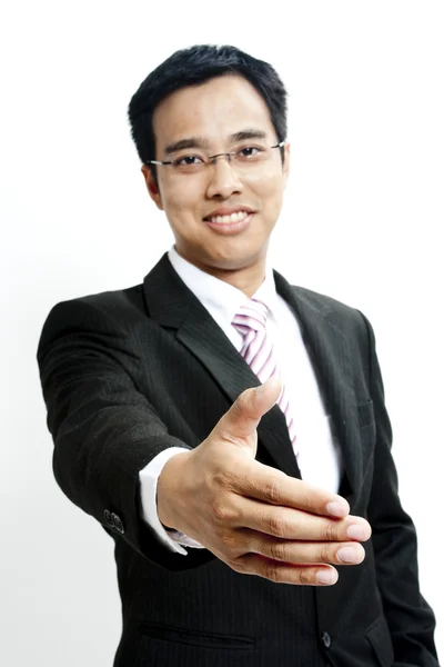 View of businessman extending hand to shake — Stock Photo, Image