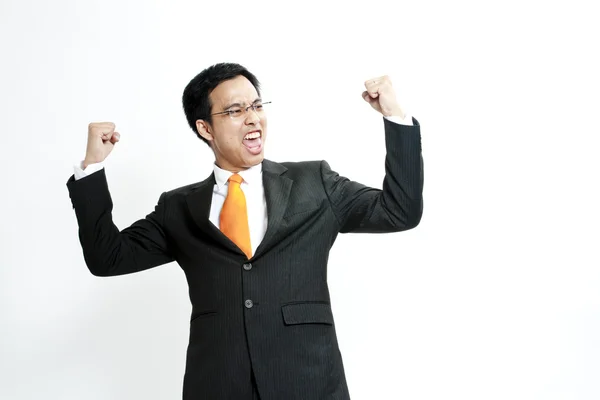 Retrato de un joven empresario enérgico disfrutando del éxito — Foto de Stock