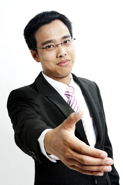 View of businessman extending hand to shake — Stock Photo, Image