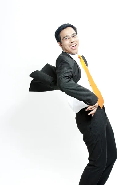 Portrait of a energetic young businessman enjoying success — Stock Photo, Image