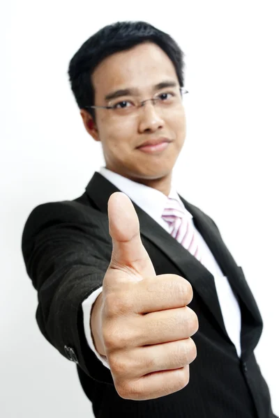 Handsome guy showing goodluck sign — Stock Photo, Image