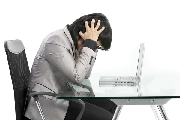 Zakenman gewezen op de computor — Stockfoto