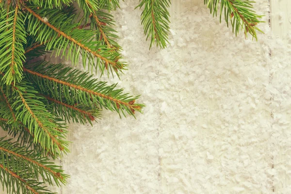 Winter background of snow and fir branches — Stock Photo, Image