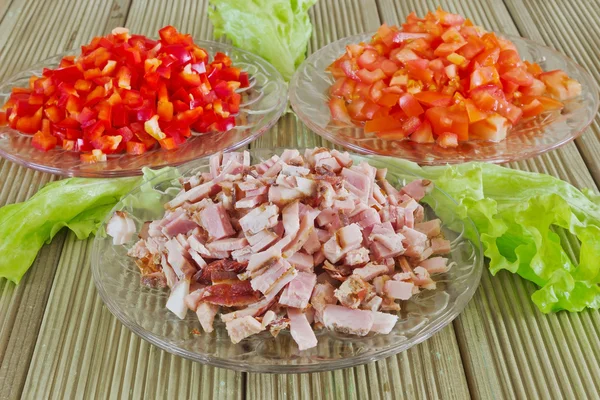 Diced ham and vegetables — Stock Photo, Image