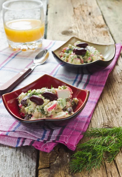 Ensalada de frijol y carne de cangrejo —  Fotos de Stock