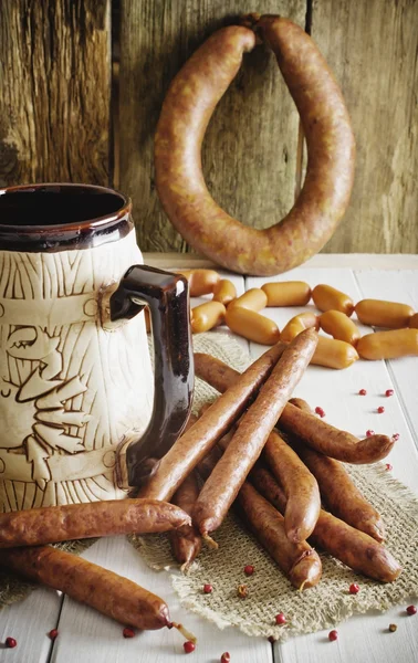 Sausage and beer — Stock Photo, Image