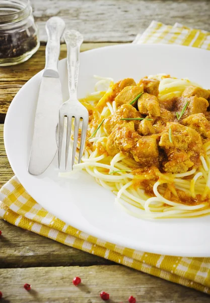 Spaghettis à la viande — Photo
