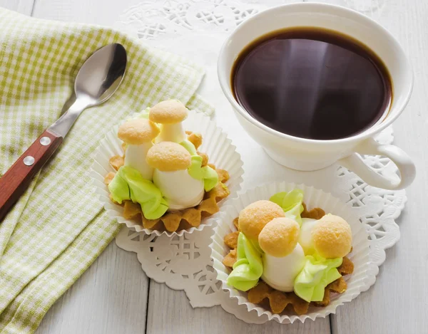 Pastel de galletas y café — Foto de Stock