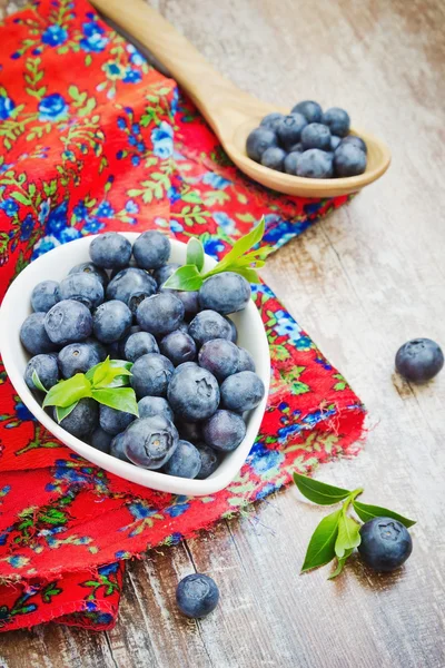 Färska blåbär i en vit skål — Stockfoto