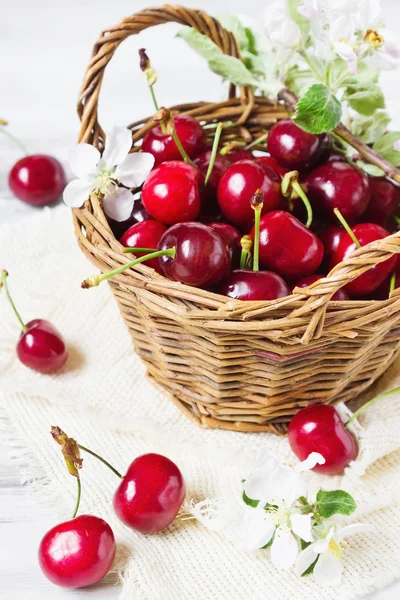 Cerezas en una canasta —  Fotos de Stock