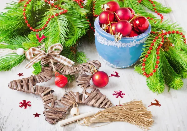 Christmas star and christmas balls — Stock Photo, Image
