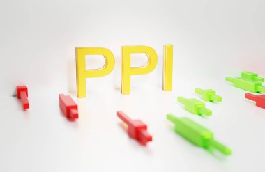 Yapımcı Price Index - Pi harfleri üzerinde altın harflerle eski pazardan gelen bir yağ grafiğinin üzerine Japon şamdanları yansıtmalı, 3D işlemeli