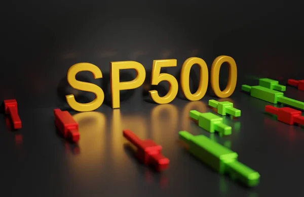 500 Aandelenindex Een Donkere Achtergrond Met Een Grafiek Van Groei — Stockfoto