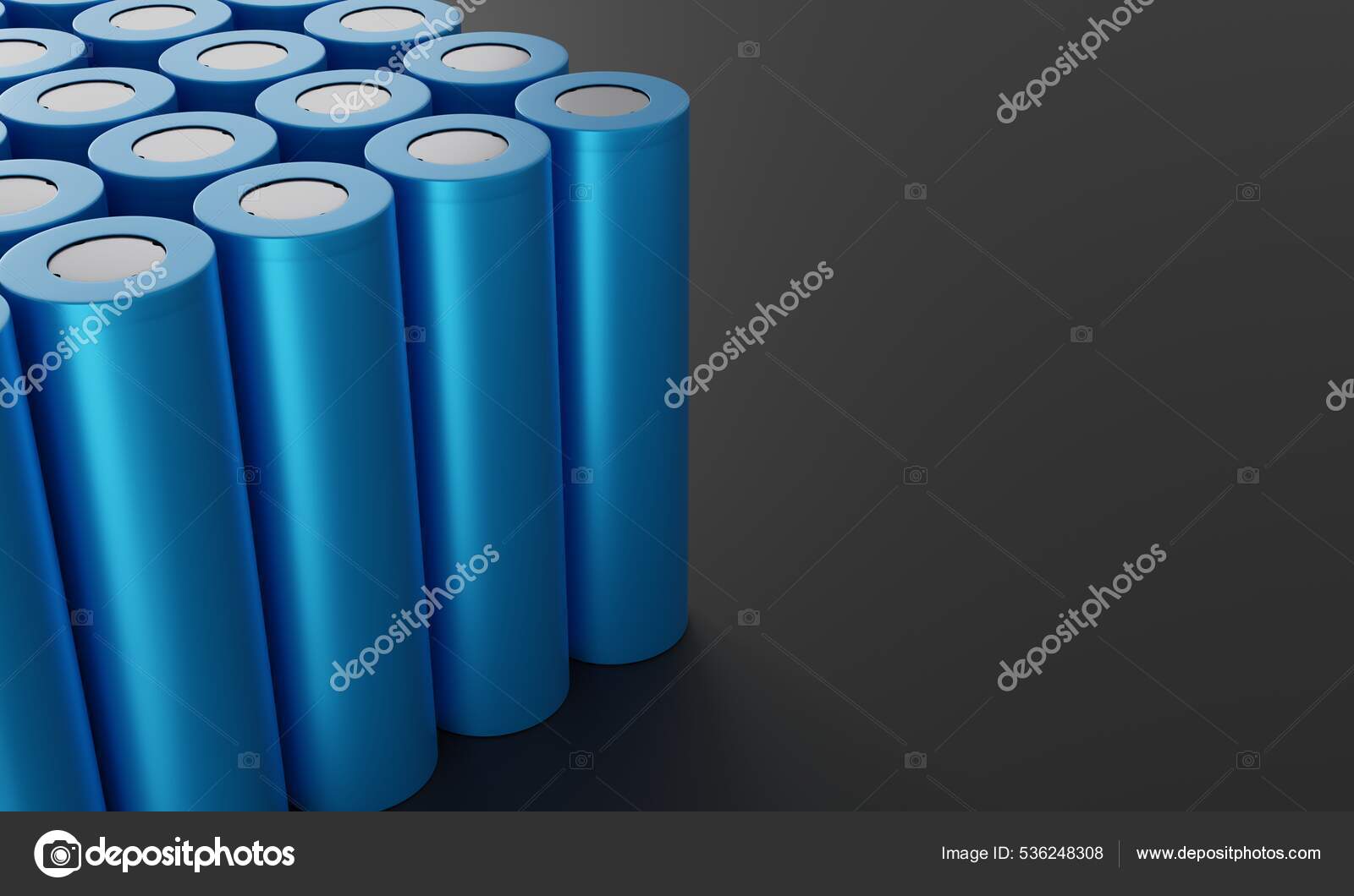 Packaging 18650 Lithium Ion Batteries Blue Case Copy Space Concept