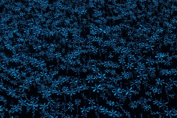 Flocos Neve Fundo Preto Fundo Inverno Ano Novo Abstrato Renderização — Fotografia de Stock