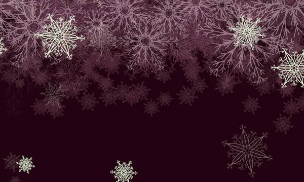Burgundy Background Translucent Snowflakes Top White Snowflakes Winter Tale — Stock Photo, Image