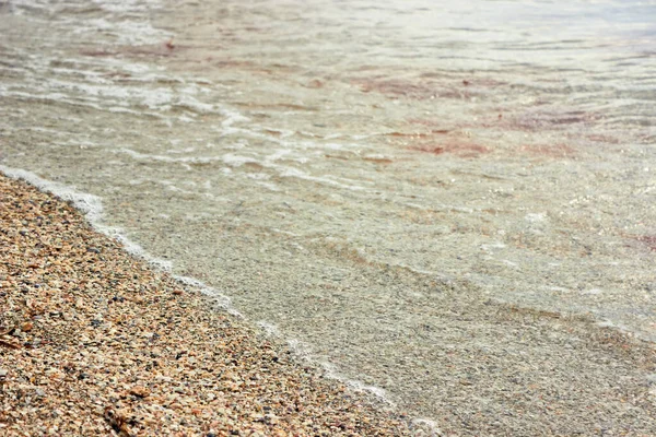Surface Sea Small Ripples Sea Foam Beach Sand Clear Water — Stock Photo, Image