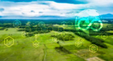 Yenilenebilir enerjinin sürdürülebilir gelişimini temsil eden soyut ikon ve yeşil enerji kavramında büyüyen ekoloji, Dünya Günü, Ekoloji ve Çevre Konsepti, Dünya Günü, Orman Koruma Konsepti,.