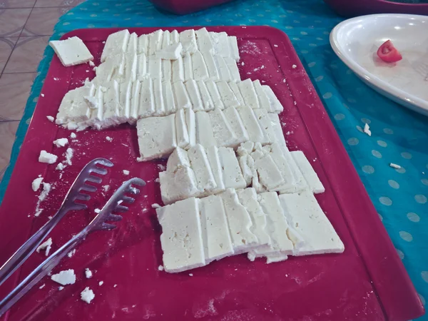 Sliced feta cheese — Stock Photo, Image