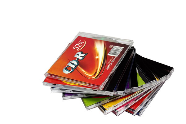 cd and dvd discs in the stack