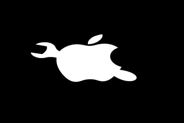 Apple-pictogram met een moersleutel — Stockfoto