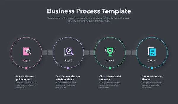 Simple Business Process Template Four Steps Easy Use Your Website — Stock Vector