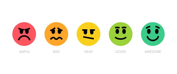Conjunto Cinco Emoticons Com Expressão Engraçada Sua Satisfação Versão Colorida — Vetor de Stock