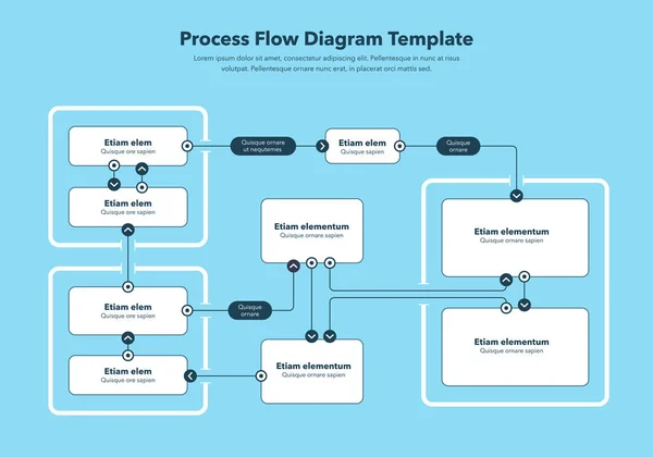 Moderne Infographic Voor Processtroomdiagram Blauwe Versie Vlakke Vormgeving Makkelijk Gebruiken — Stockvector