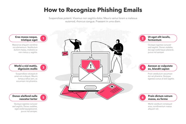 Eenvoudige Infographic Sjabloon Voor Het Herkennen Van Phishing Mails Makkelijk — Stockvector